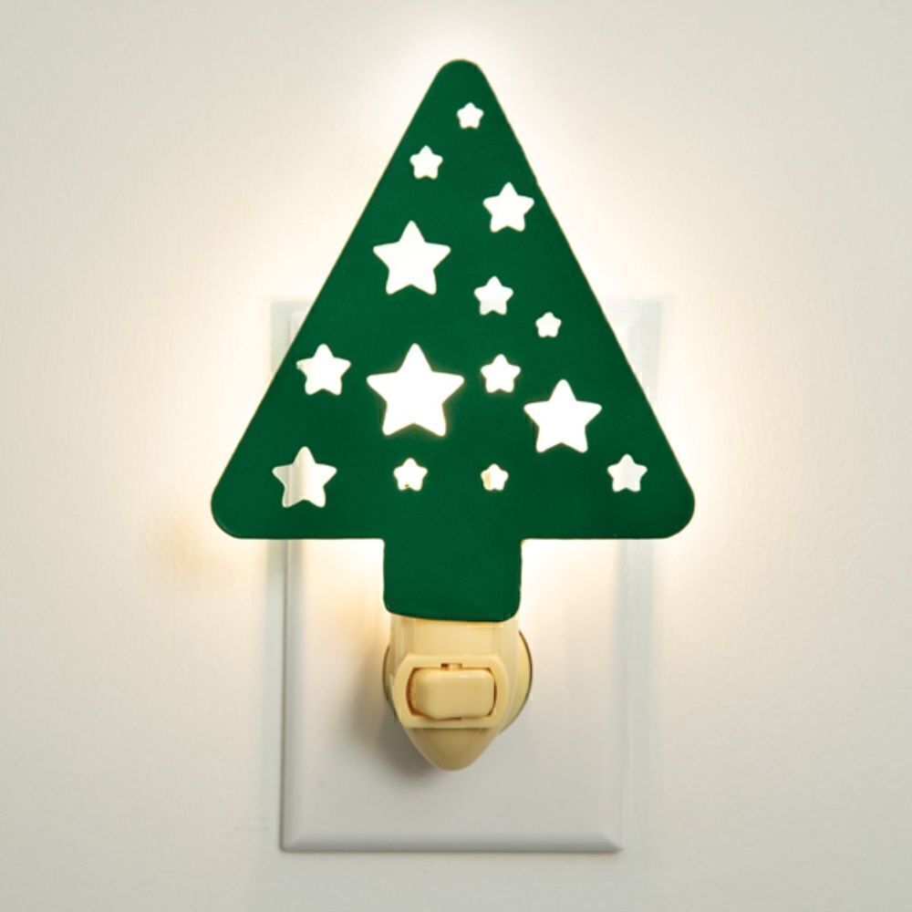 NEW! Starry Christmas Night Light Country Farmhouse Cut Out Metal Tree Rustic